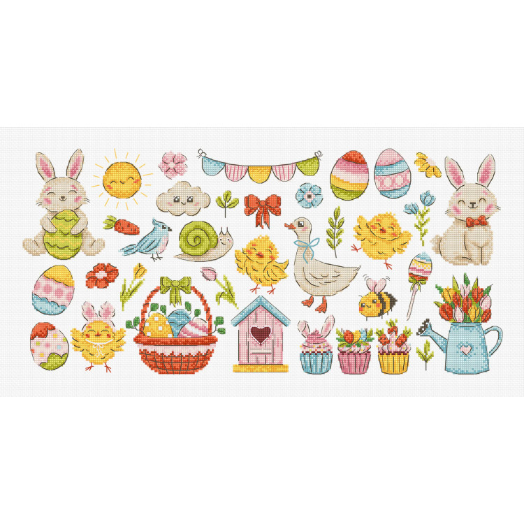 Cross stitch kit "Easter Sampler" 40 x 19 cm SLETIL9980