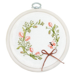 Cross Stitch Kit with Hoop Included "Spring hum" 10x10 cm SBC109