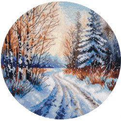 Cross stitch kit "Snowy road" 20×20 cm S1727