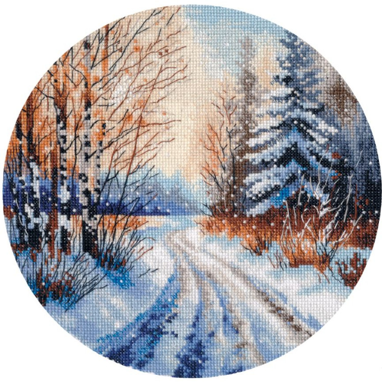 Cross stitch kit "Snowy road" 20×20 cm S1727