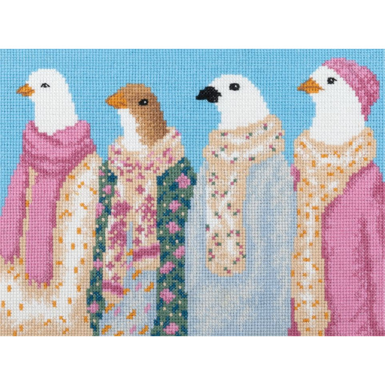 Cross stitch kit PANNA "Stylish pigeons" 23 x 17.5 cm PNK-7550