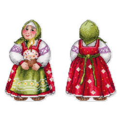 Cross stitch kit "Grandma with Easter cake" 16*10 cm SR-1354
