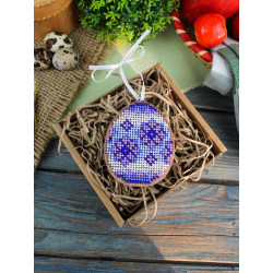 Вышивка крестом на деревянной основе "Сиреневые узоры. Яйцо" 8*6 см SO-187