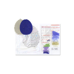 Cross-stich on wooden base"Blue and gold egg" 8*6 cm SO-185