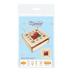 Cross-stich on wooden base "Box. Poppies" 7*20*20 cm SO-164