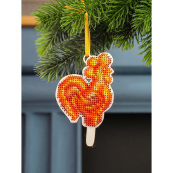 Вышивка на деревянной основе крестиком "Петушок" леденец 10*9 см SO-161