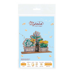 Вышивка крестиком на деревянной основе "Сад суккулентов" 14*20*7 см SO-160