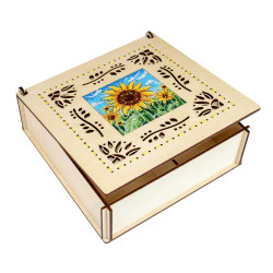 Cross-stich on wooden base"Box. Sunflower" 7*20*20 cm SO-146