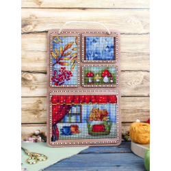 Вышивка крестом на деревянной основе "Осенний коллаж" 26*17 cm SO-126