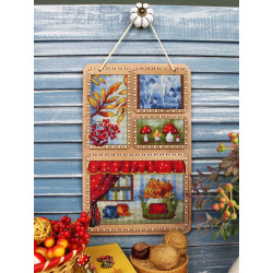 Вышивка крестом на деревянной основе "Осенний коллаж" 26*17 cm SO-126