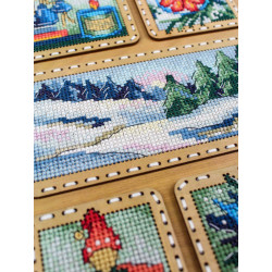 Вышивка крестом на деревянной основе "Зимний коллаж" 26*17 см SO-124
