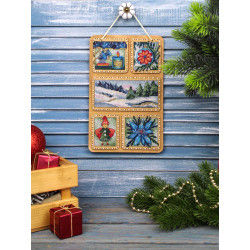 Вышивка крестом на деревянной основе "Зимний коллаж" 26*17 см SO-124