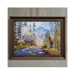 Kreuzstichsets "Waldweg zu den Bergen" 27*20 cm RTOM1081