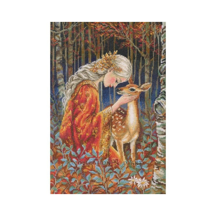 Cross-stitch kits "Fairytale Girl and Fawn" 24*36 cm RTOM1096