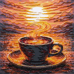 Mid-sized bead embroidery kit "Fragrant Coffee" 20 х 20 cm AAMB-144