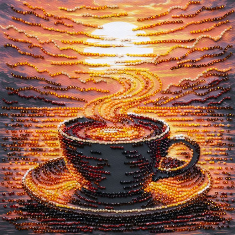 Mid-sized bead embroidery kit "Fragrant Coffee" 20 х 20 cm AAMB-144