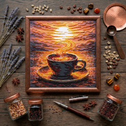 Mid-sized bead embroidery kit "Fragrant Coffee" 20 х 20 cm AAMB-144