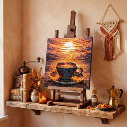 Mid-sized bead embroidery kit "Fragrant Coffee" 20 х 20 cm AAMB-144