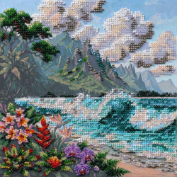 Mid-sized bead embroidery kit "Blue Lagoon" 20 х 20 cm AAMB-143