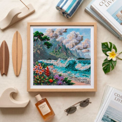 Mid-sized bead embroidery kit "Blue Lagoon" 20 х 20 cm AAMB-143