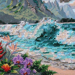Vidutinio dydžio karoliukų siuvinėjimo rinkinys "Mėlynoji lagūna" 20 x 20 cm AAMB-143