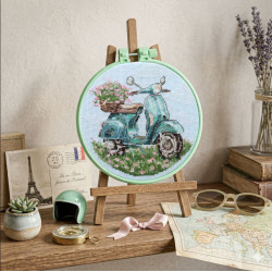 Siuvinėjimo kryžiuku rinkinys „Mopedų važiavimas“ 15 x 15 cm AAHM-098