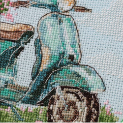 Siuvinėjimo kryžiuku rinkinys „Mopedų važiavimas“ 15 x 15 cm AAHM-098