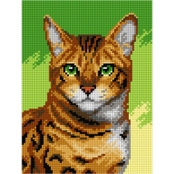 Cross stitch kit "Bengal Cat" 16,5 x 22 cm SAM3362