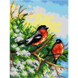 Cross stitch kit "Bullfinches" 16,5 x 22 cm SAM2729