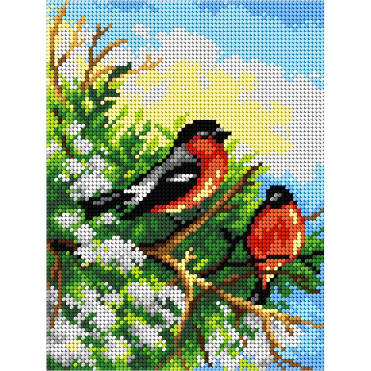 Cross stitch kit "Bullfinches" 16,5 x 22 cm SAM2729