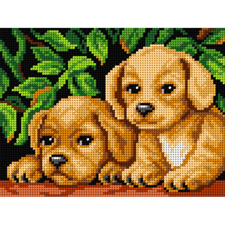 Cross stitch kit "Puppies" 16,5 x 22 cm SAM2627