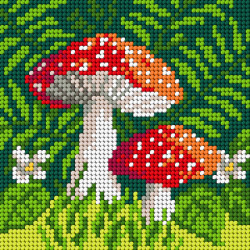Cross stitch kit "Toadstools" 13,5 x 13,5 cm SAM1837