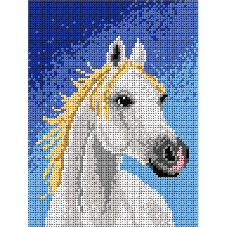 Cross stitch kit "White Horse" 16,5 x 22 cm SAM1786