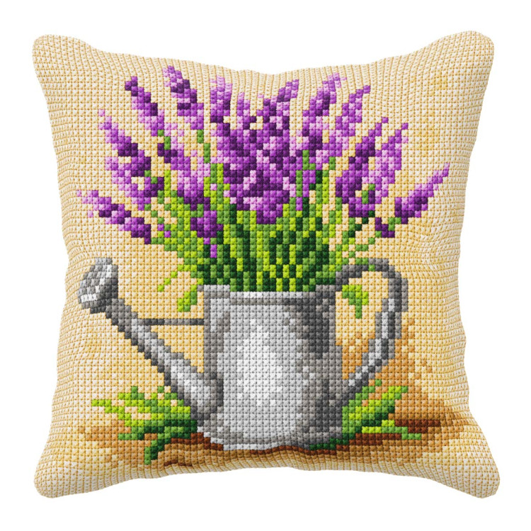 Cushion kit for embroidery "Lavender in a Watering Cone" 40x40 cm SA99125