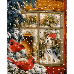Painting by numbers kit. L042 Cozy snowfall 40*50
