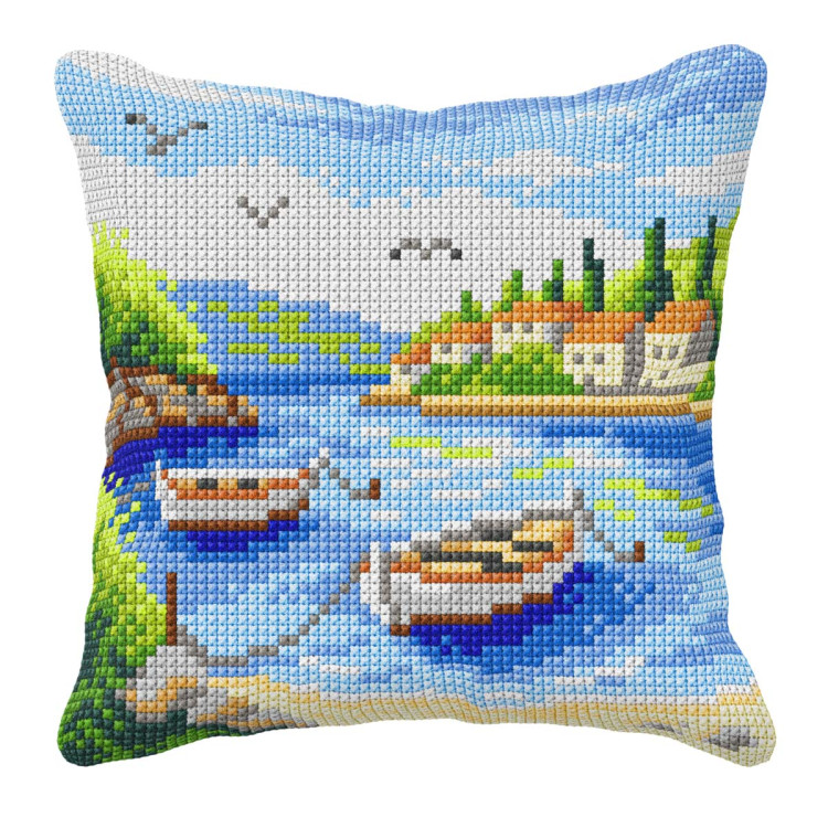 Cushion kit for embroidery "Boats" 40x40 cm SA99123