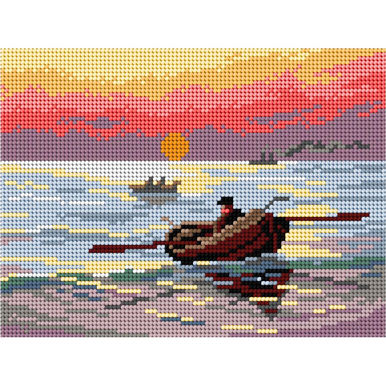 Printed Gobelin "after Stanislaw Witkiewicz - Sunset over the Sea" 18x24 cm SA3632