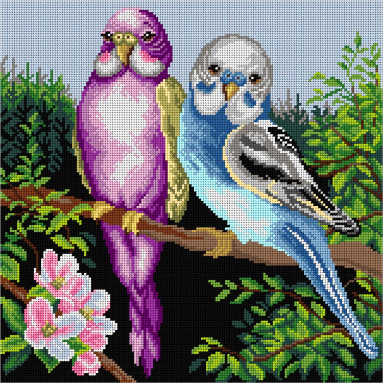 Printed Gobelin "Budgerigars" 40x40 cm SA3585