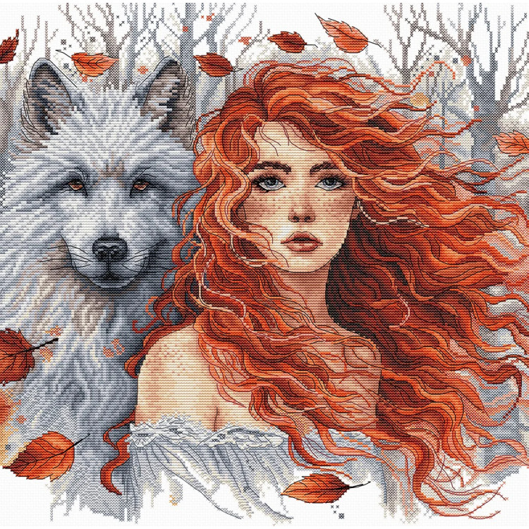 Cross stitch kit  "The Ginger Girl and the Wolf'' AVA-P049