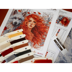 Cross stitch kit  "The Ginger Girl and the Wolf'' AVA-P049