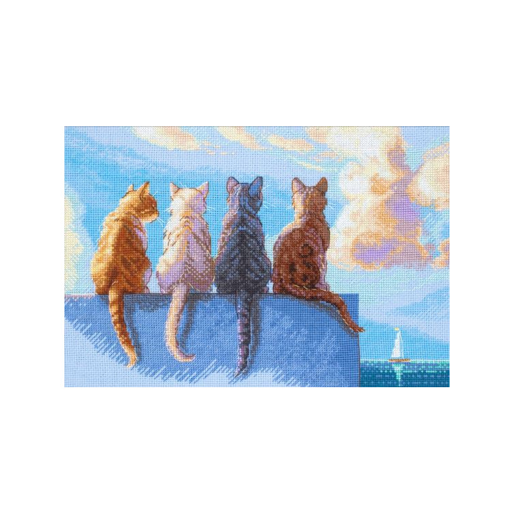 Cross stitch kit Cats by the Sea 30x21 cm SRA1034