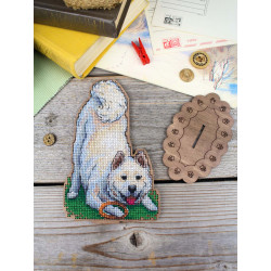 Kryželiu siuvinėjimas ant medinio pagrindo "Shiba Inu" 17*12 cm SO-170