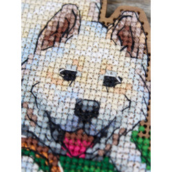 Kryželiu siuvinėjimas ant medinio pagrindo "Shiba Inu" 17*12 cm SO-170