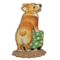 Kreuzstich auf Holzbasis "Corgi und Ottomane" 16*12*7 cm SO-163
