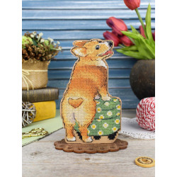 Kreuzstich auf Holzbasis "Corgi und Ottomane" 16*12*7 cm SO-163