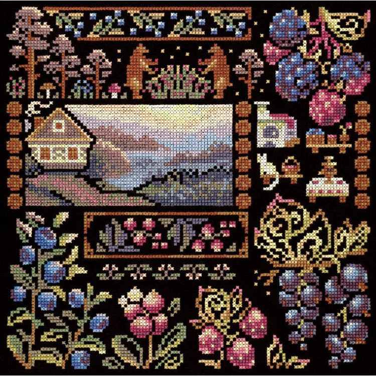 Kreuzstich-Set "Sampler. Morgendämmerung im Dorf" 19*19 cm SNV-1036