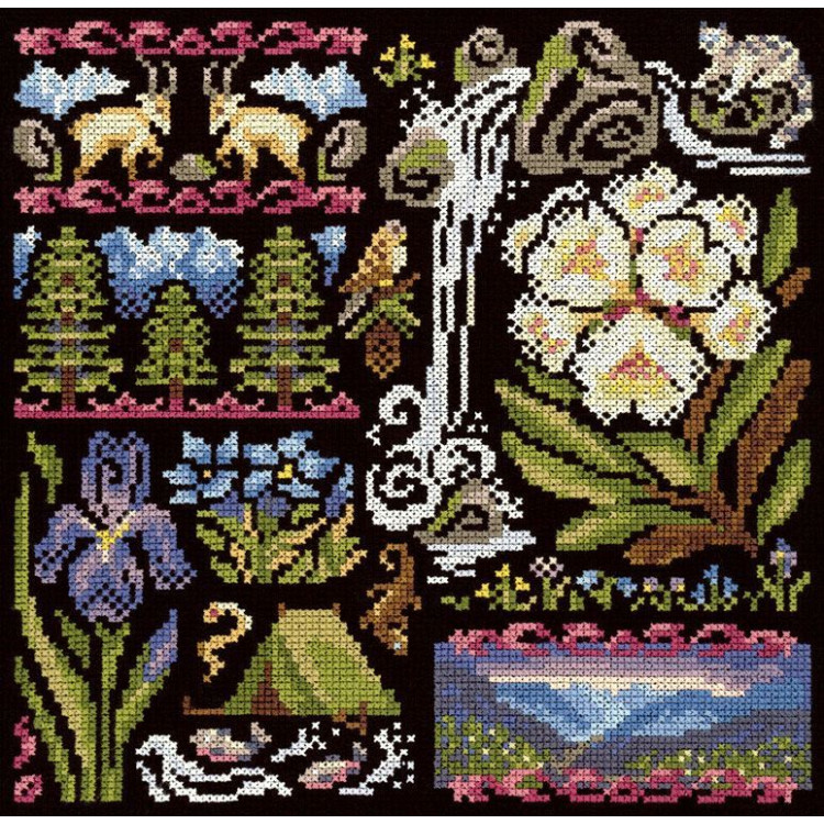 Kreuzstich-Set "Sampler. Dämmerung in den Bergen" 19*19 cm SNV-1030