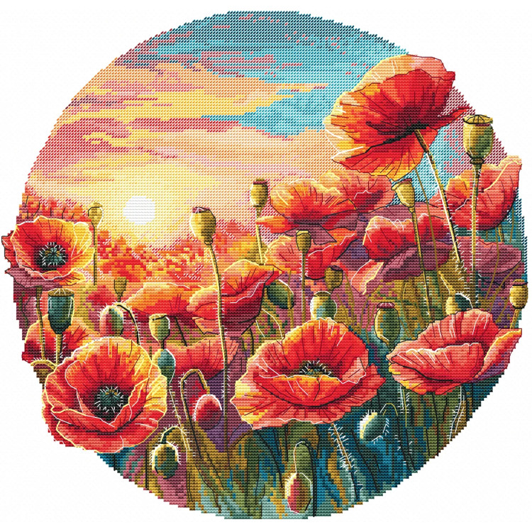 Siuvinėjimo kryželiu rinkinys "Saulė aguonose" 29 x 27 cm SANS-85
