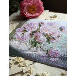 Kreuzstich-Set "Pfingstrosen am Fenster" 24,5 x 24,5 cm SANP-80