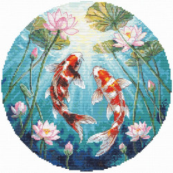 Kreuzstich-Set "Karpfen und Lotus" 21.5 x 21.5 cm SANK-73